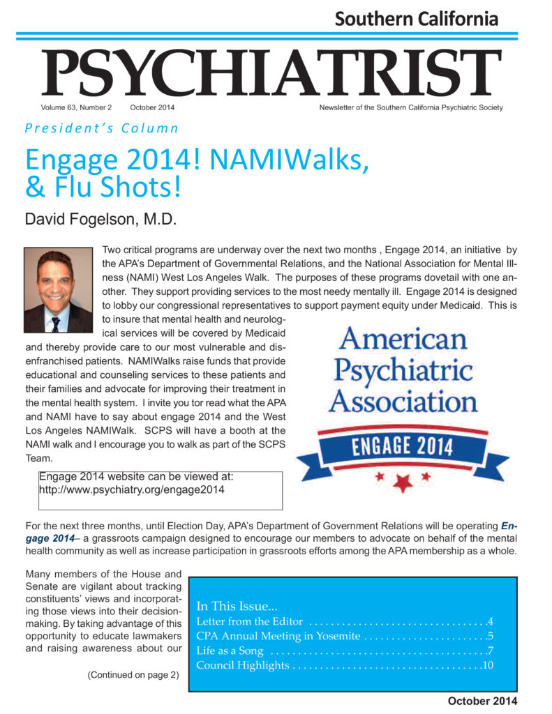 October 2014 SCPS Southern California Psychiatric Society